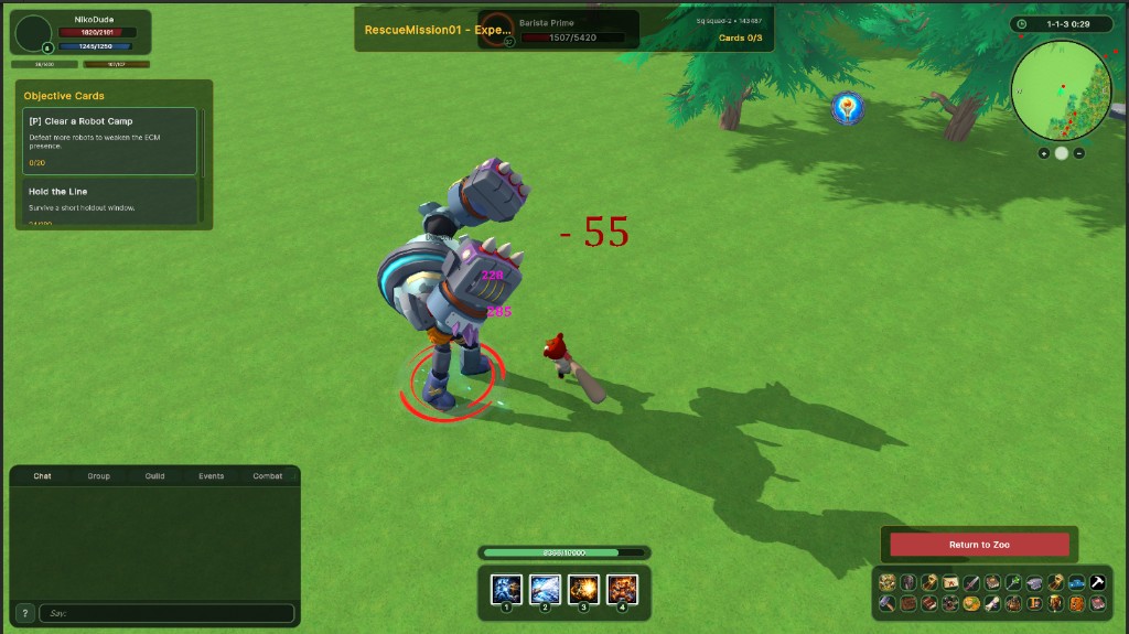 A Rescue Soldier fighting an ECM boss on a rescue mission